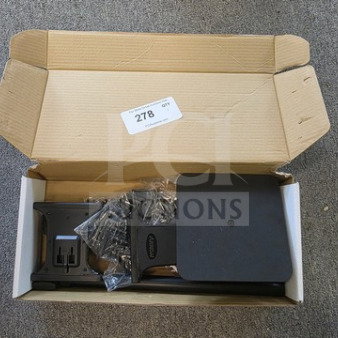 Triple Tablet Stand in box, includes hardware. Black finish, new condition. Box marked with label "278."