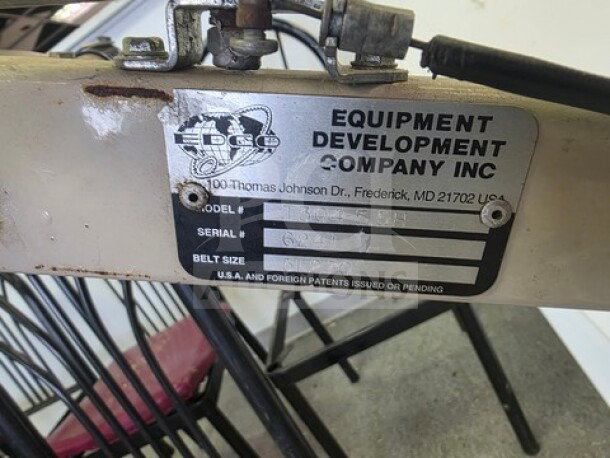 EDCO Power Trowel label, featuring model and serial number details. Condition unknown; sold as is.