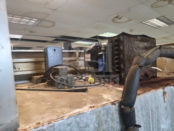 Roetone AF-47-S5-HD commercial refrigerator, four stainless half-doors, sold as-is, unknown condition, visible rust and wear.