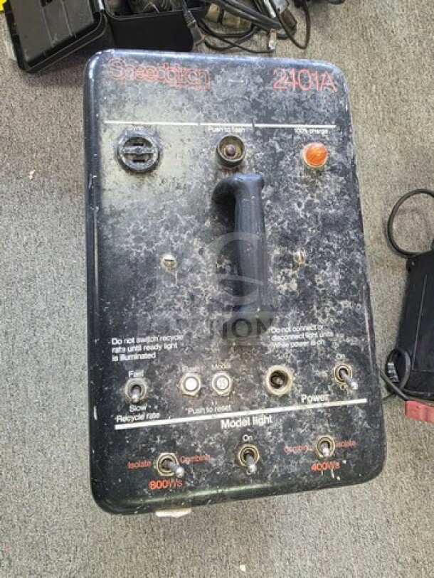 Speedotron Black Line 2401A Studio Strobe Power Supply Pack, worn condition, visible controls and connectors, sold as is.