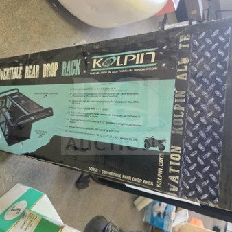 Kolpin convertible rear drop rack box for 800 Polaris Sportsman. Contains 2-piece ATV basket set. Box shows model S2505.