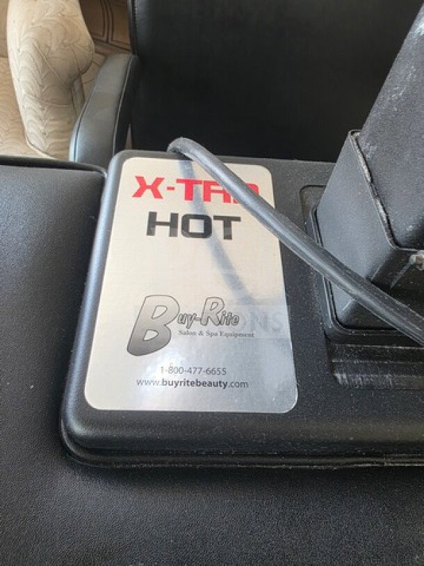 X-TRA Hot Professional Salon Dryer, shown with Buy-Rite label, indicating model and company contact details.