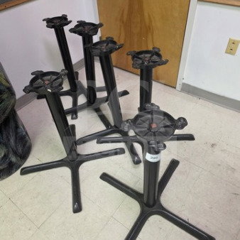 Lot of 6 black metal table bases, sturdy design, 30x30 bottom base, ideal for various table tops.