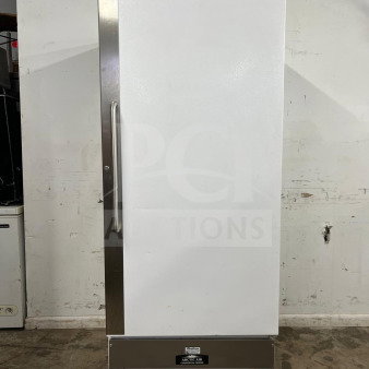 Arctic Air F22CWF 22 Cu.Ft commercial freezer, solid door, NSF certified, pristine condition, labeled "Arctic Air" at base.
