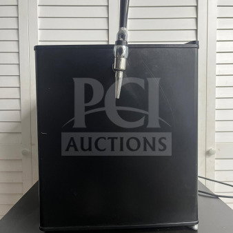Kegco 17" Widen Single Tap Black Mini Kegerator, model hk-46-sd, with sleek black finish and single tap, excellent condition.
