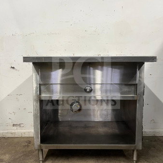 24" stainless steel electric steam table, durable design, spacious lower storage, ideal for commercial use.