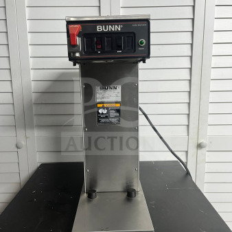 Bunn CWTF35-APS automatic airpot coffee brewer with hot water faucet, stainless steel, 120V, in good condition.