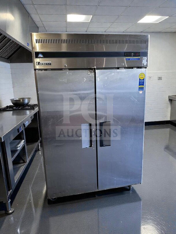 Everest ESF2 commercial reach-in freezer, 2-section, 48 Cu. Ft., stainless steel, NSF/ETL listed, top-tier condition.