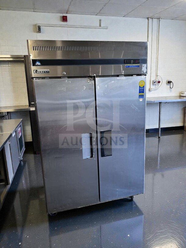 Everest ESF2 commercial reach-in freezer, stainless steel, 2-section, 48 Cu. Ft., NSF/ETL listed, fully tested, top-tier condition.