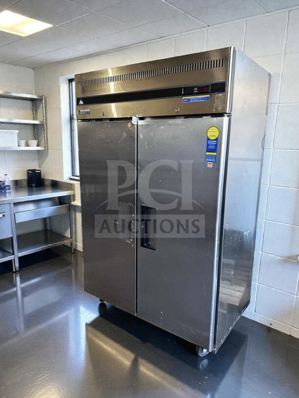 Everest ESF2 commercial reach-in freezer, 48 cu. ft., stainless steel, two-section, NSF/ETL listed, top-tier condition.