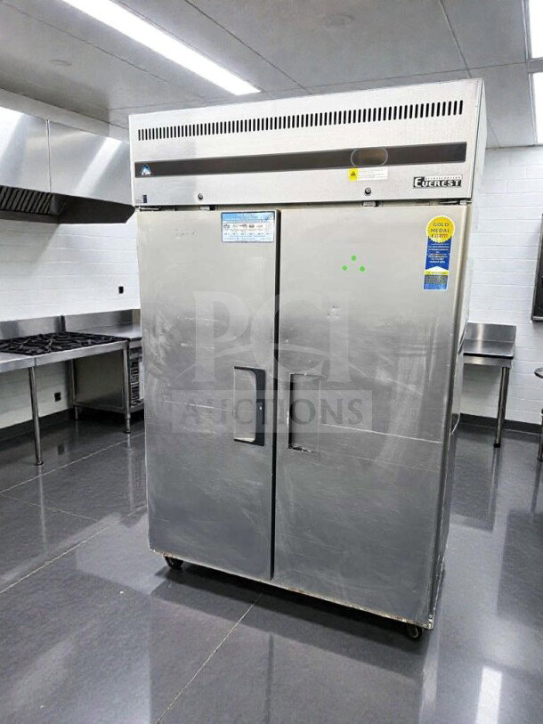 Everest ESR2 commercial reach-in refrigerator, 2-section, 48 cu. ft., NSF/ETL listed, excellent condition, fully operational.
