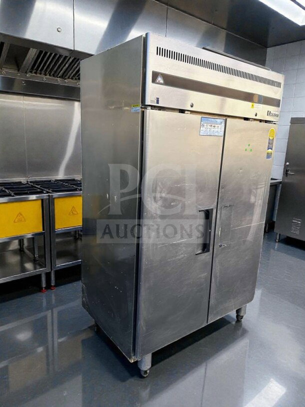 Everest ESR2 commercial reach-in refrigerator, dual-section, 48 Cu. Ft., stainless steel, NSF/ETL listed, excellent condition.