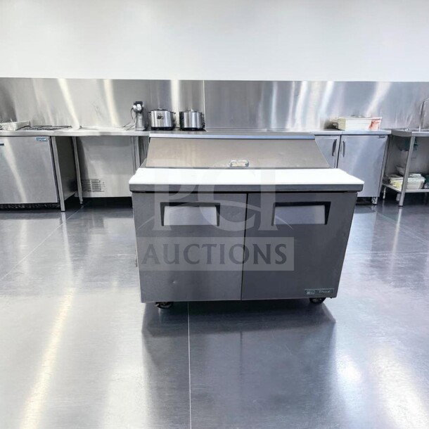 True TSSU-48-12-HC prep table, 48", refrigerated base, top-tier condition, fully tested, USA-made, 115V.
