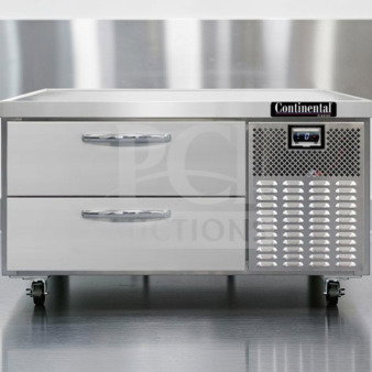 Continental D48GFN Chef Base Freezer, 48-inch, 2 drawers, stainless steel, excellent condition, 115V, commercial use.