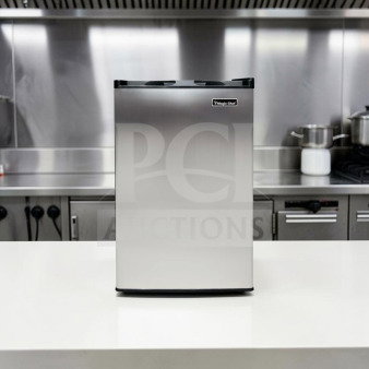 Magic Chef MCUF3S2 3 Cu. Ft. stainless steel compact upright refrigerator in excellent condition, fully tested.