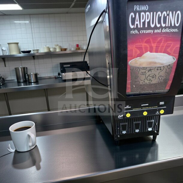 Curtis CAFEPC3CS10000 3-Station Cappuccino Dispenser, superior condition, operational, commercial hot drink machine.