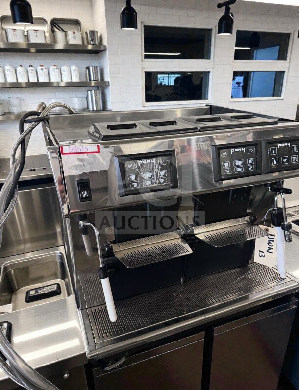Grindmaster 1011-008 Pony Series Espresso Machine, 2 Group, automatic, stainless steel, fully tested, ETL listed.