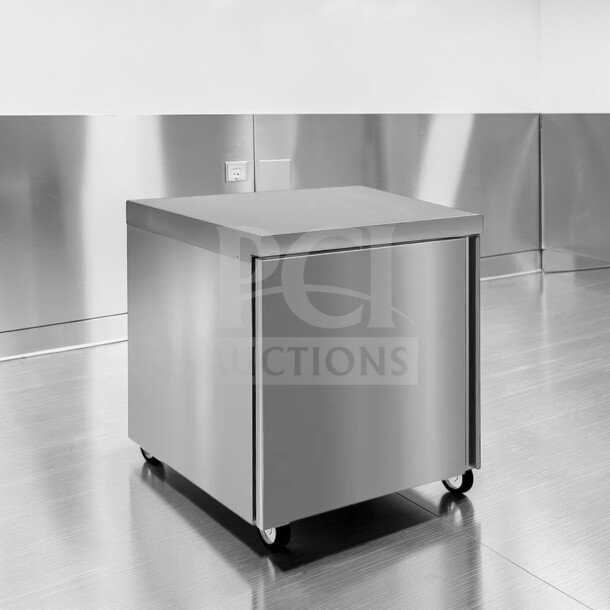 Prime condition Delfield 4427 undercounter refrigerator, 27" stainless steel, 1 door, fully tested and operational.