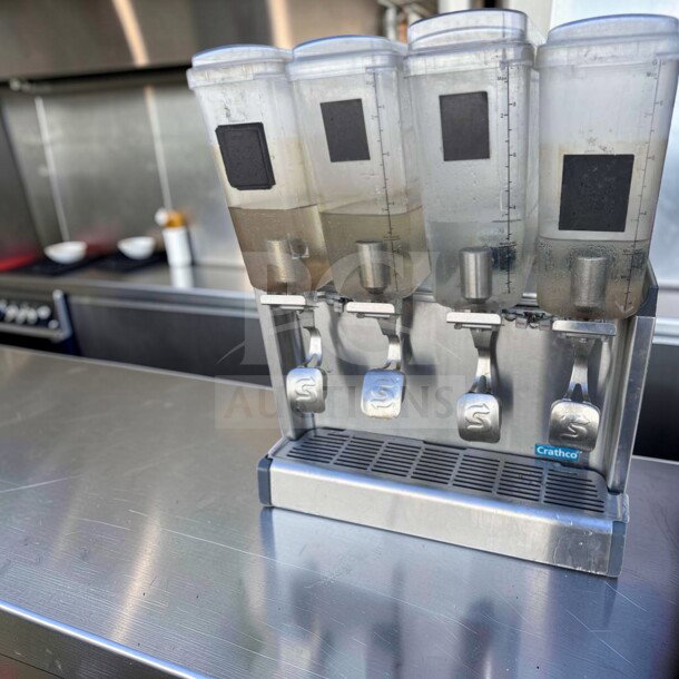 Crathco CS-4E-16-290 Refrigerated Drink Dispenser, 4 Bowl System, superior condition, 120V, fully operational, Crathco branding visible.