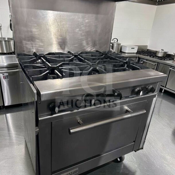 Connerton CN36-6_LP commercial gas range, 36” wide, 6 burners, oven base, stainless steel, excellent condition, fully tested.