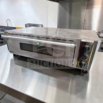 Equipex PZ-4302D Sodir countertop pizza deck oven, stainless steel, tested, operational, commercial electric, 208-240V.