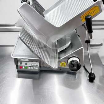 Bizerba GSP HD Automatic Meat Slicer in pristine condition, 120V, heavy-duty, fully tested, missing blade cover.