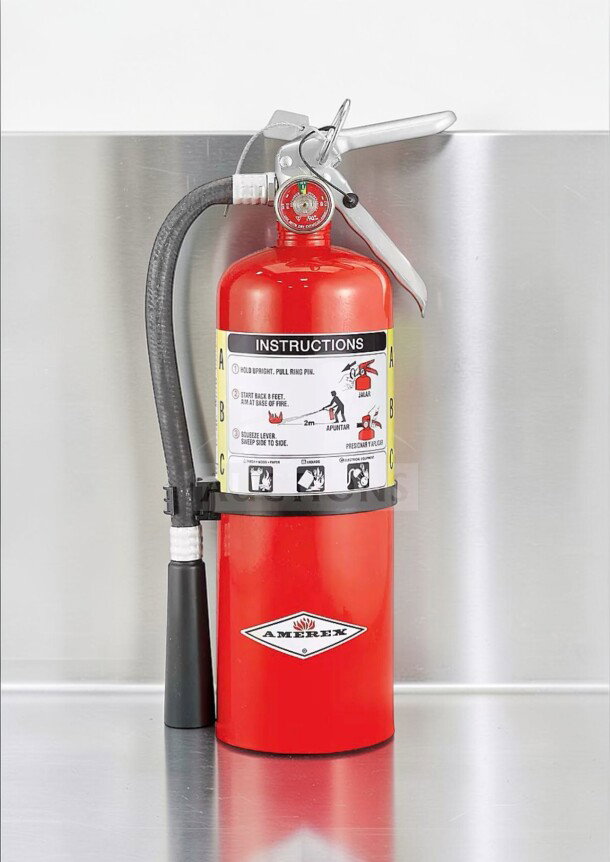 Prime Condition 5 lb ABC Fire Extinguisher, 2A:10B:C UL Listed, Commercial Fire Protection, with instructions label.