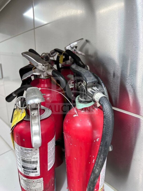 Prime condition 5 lb ABC fire extinguishers, UL listed, 2A:10B:C rating, ideal for restaurant and kitchen protection.