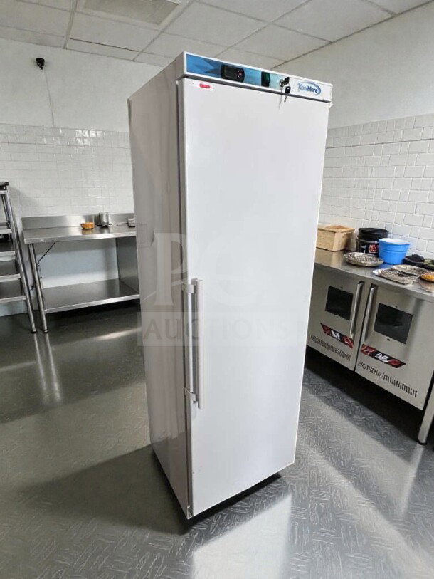 KoolMore KM-FMD12WH commercial reach-in freezer, 12 cu. ft., white, tested, ETL & UL listed, upright design, excellent condition.