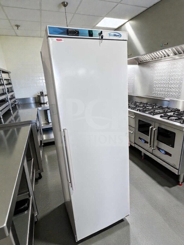 KoolMore KM-FMD12WH commercial reach-in freezer, 12 Cu. Ft., refined condition, ETL & UL listed, fully tested and operational.