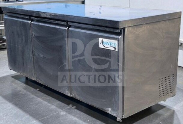 Avantco SS-UC-72R-HC 72" undercounter refrigerator, 16.9 cu. ft., 3-door, ETL listed, stainless steel, premium condition.