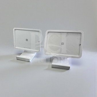 Square S089 POS system lot with dual tablet stands and cables, white, prime condition, fully tested, Square logo visible.