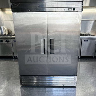Genkraft S1200N 2 Door Commercial Upright Freezer, pristine condition, stainless steel, fully tested, model GEN-L-FRZ-0953.