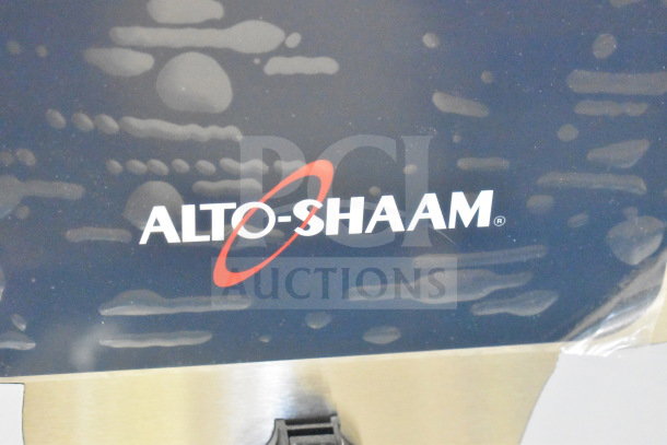 Alto Shaam QC3-20 Quickchiller logo on glossy surface, indicating brand and model of commercial blast chiller.