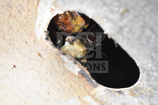 Henny Penny PFG-690 Computron 8000 commercial fryer detail, showing internal connection and surface condition.