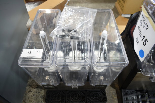 Brand new Vollrath VBBE3-37-S beverage dispenser, 15.84-gallon capacity, triple bowl, stirring paddle, 115V, scratch and dent.