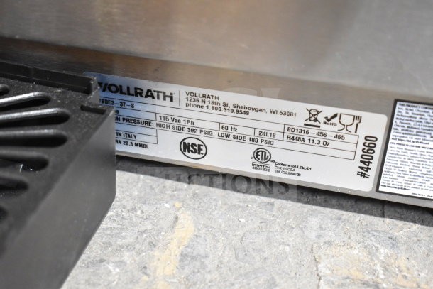 BRAND NEW Vollrath VBBE3-37-S triple 5.28-gallon refrigerated beverage dispenser. Scratch and dent. 115V, 1PH.