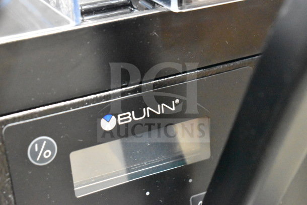 BRAND NEW 2025 Bunn Ultra NX black double slushy machine, scratch and dent, 3-gallon, 120V, visible Bunn logo.