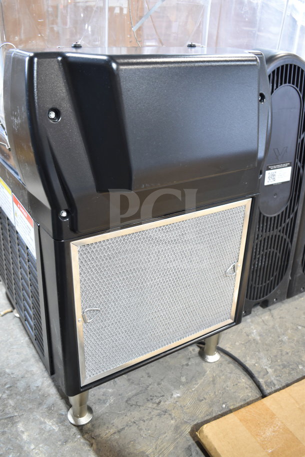 2025 Bunn Ultra NX black double 3-gallon slushy machine, brand new, 120 volts, minor scratches and dents visible.