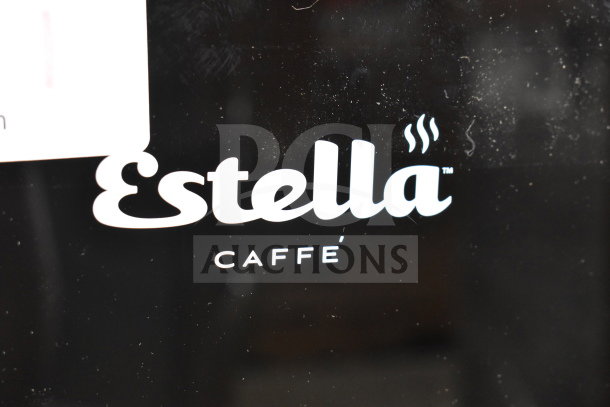 Brand logo on the Estella 236HWDD5D hot water dispenser, labeled "Caffé" with minor surface scratches visible.