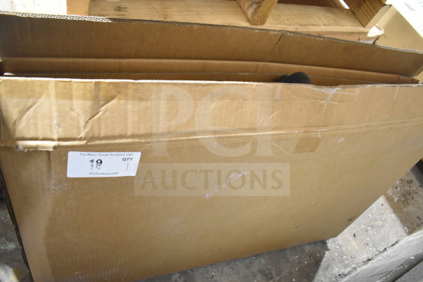 Cardboard box labeled "PCI Auctions," containing Tecumseh Wren GVM43-0-3005-B LED Monitor. Box slightly worn. Buyer pick-up only.