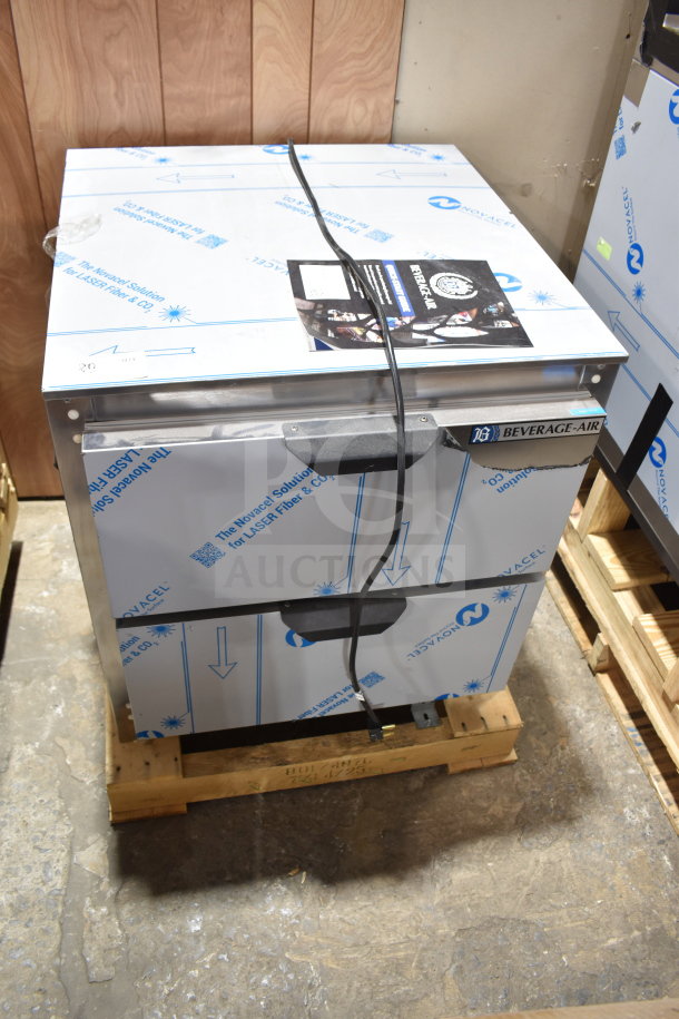 Brand new Beverage Air UCFD27AHC-2 commercial 2-drawer undercounter freezer, 115V, 1 phase, protective film intact.