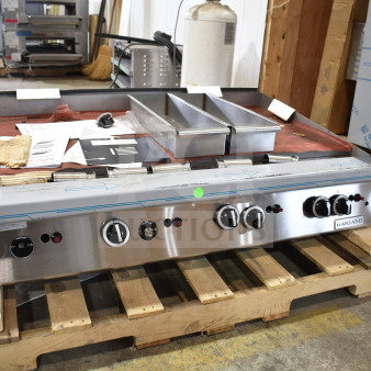 BRAND NEW Garland GTGG48-GT48M 48" Natural Gas Griddle, thermostatic controls, 112,000 BTU, minor scratches, on pallet.