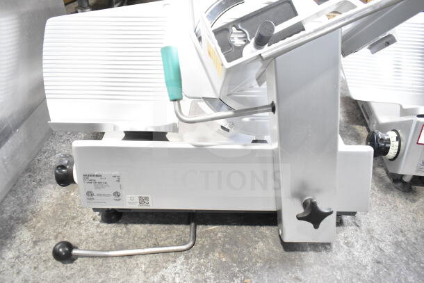 2017 Bizerba GSP HD commercial countertop meat slicer in stainless steel, 120 volts, 1 phase, excellent condition.