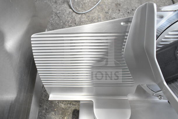 2017 Bizerba GSP HD meat slicer, aluminum body, 120V, commercial-grade, countertop model, excellent condition.