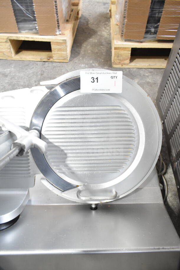 Bizerba SE 12 U Commercial Countertop Meat Slicer, 120 Volts, 1 Phase, features stainless steel blade, lightly used.