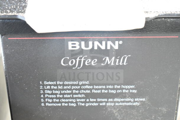 2025 Bunn 22100.0000 G3 HD 3 lb. Black Bulk Coffee Grinder, instructions visible, excellent condition.