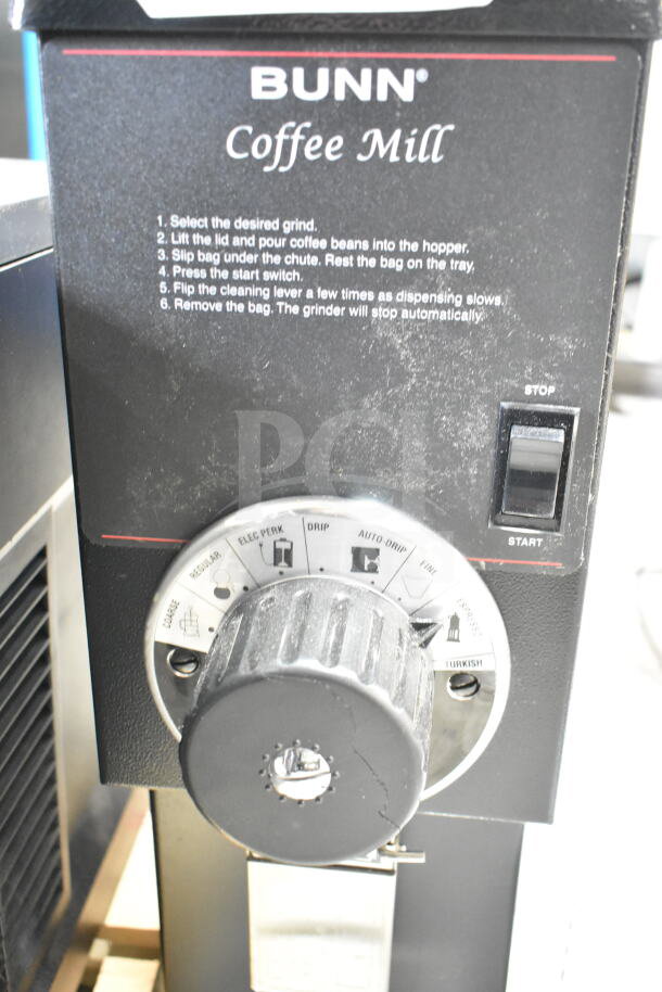 2025 Bunn 22100.0000 G3 HD 3 lb. black bulk coffee grinder, visible control panel, grind settings dial, used condition.