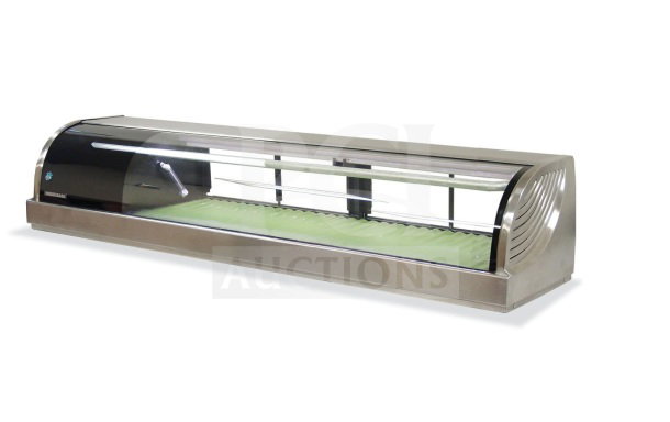 BRAND NEW Hoshizaki HNC-150BA-R-S 59" curved glass sushi display case, minor scratches and dents, refrigerated.