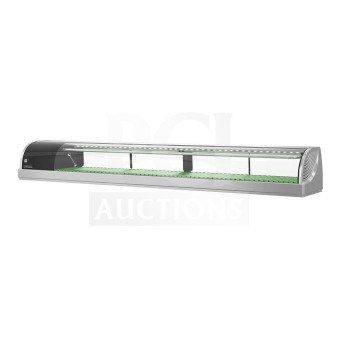 BRAND NEW 2021 Hoshizaki HNC-210BA-L-SLH 83" curved glass refrigerated sushi display case. Scratch and dent condition.